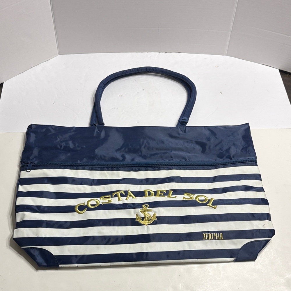 Navy and White Striped Tote Bag